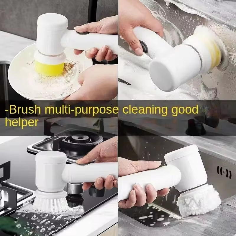 5In1 Electric Spin Scrubber Electric Cleaning Brush Cordless Power Scrubber with Replaceable Brush Heads Handheld Power Scrubber