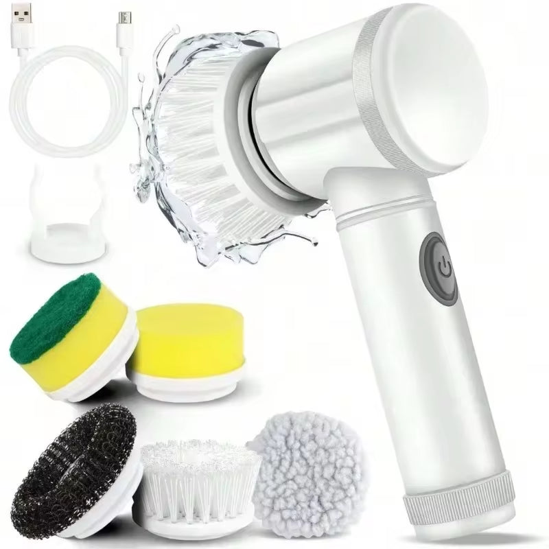 5In1 Electric Spin Scrubber Electric Cleaning Brush Cordless Power Scrubber with Replaceable Brush Heads Handheld Power Scrubber